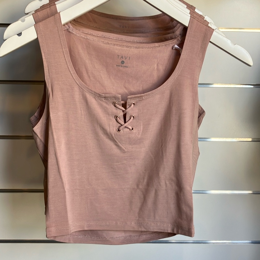 NWT Tavi Cropped Lace Up Tank in Primrose